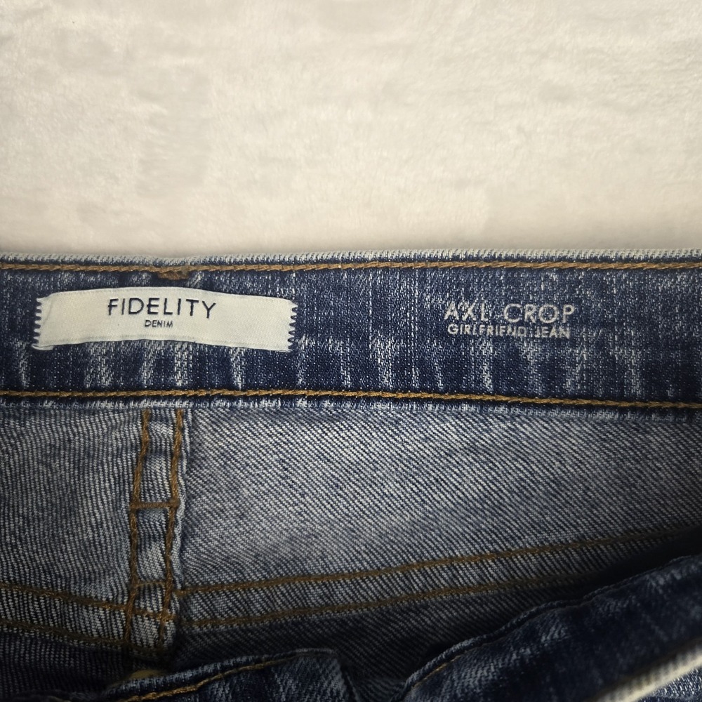 Fidelity Denim Jeans Womens 26 Axl Crop‎ Girlfriend Jean Painterly Distressed - Picture 4 of 11